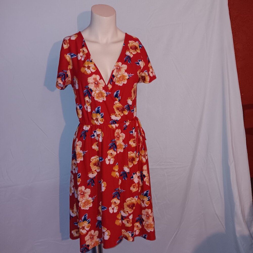 Derek Heart Red Floral Hibiscus Dress